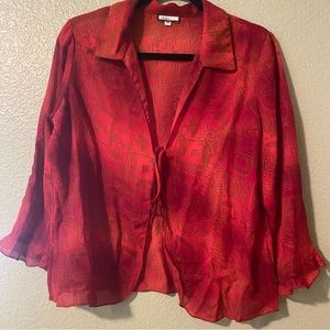Y2K Vintage Tie Front Blouse